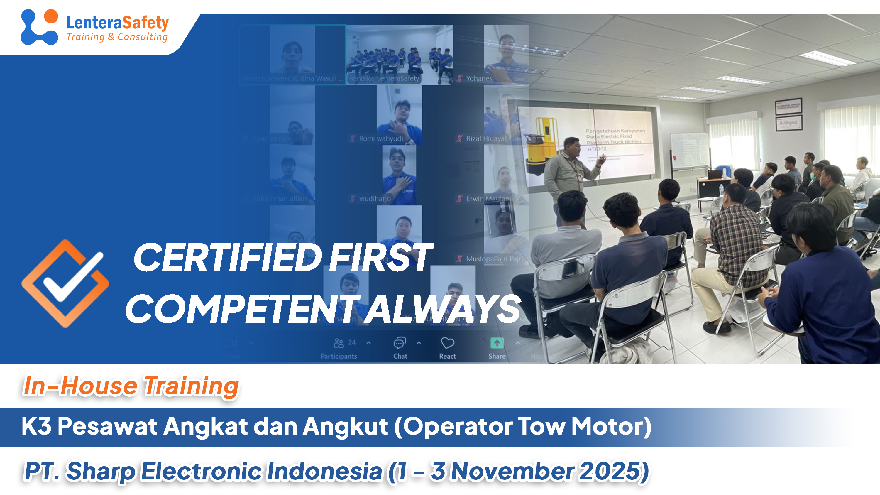 In-House Training K3 Pesawat Angkat & Angkut - PT Sharp Electronic Indonesia (1 s.d. 3 November 2025)