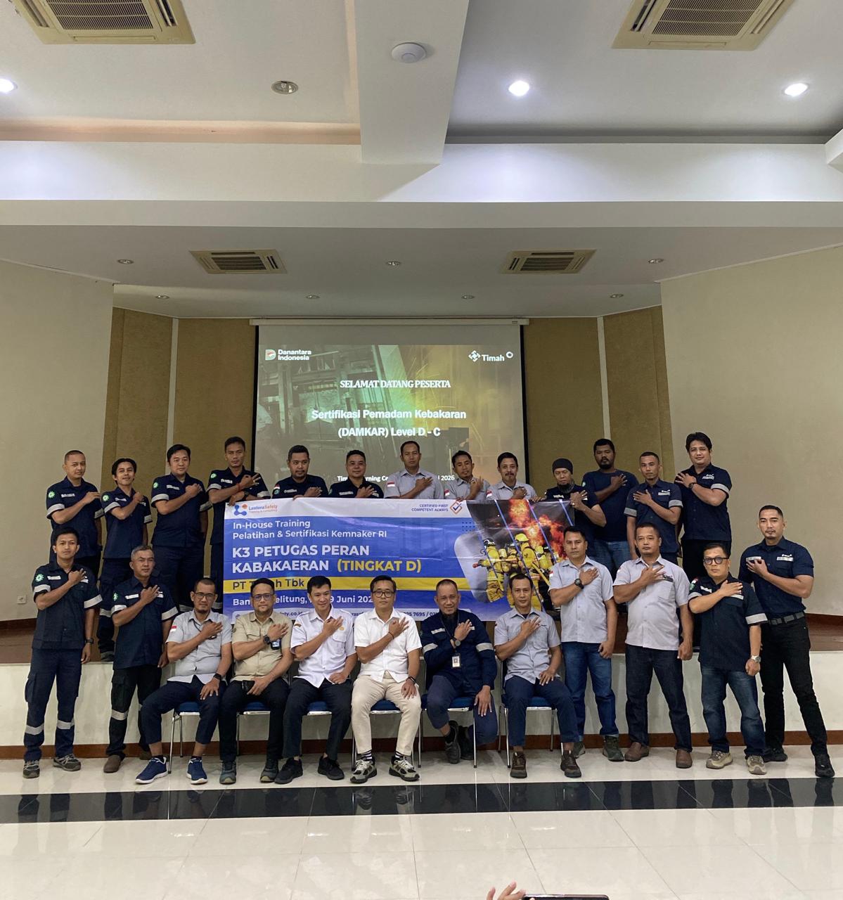 In-House Training Sertifikasi Kemnaker RI. K3 Petugas Peran Kebakaran (Tingkat D), PT. Timah Tbk. Bangka Belitung, 17-19 Juni 2026
